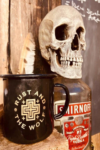 Rust And The Wolf Enamel Mug