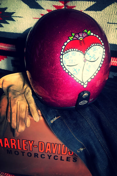 Hand Painted Harley Davidson Pink Glitter Helmet